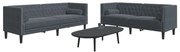 vidaXL Set canapele Chesterfield cu perne rulou, 2 piese, gri, catifea