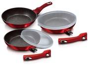 Set tigai marmorate cu manere detasabile 5 piese Burgundy Metalic Line Berlinger Haus BH 7053