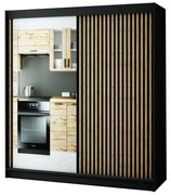 Dulap de haine 200 cm Ladonna 2 (negru mat) (cu oglindă). 1045690