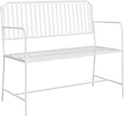 vidaXL Bancă de grădină Alb Simplu 103,5 x 51,5 x 90 cm Oțel