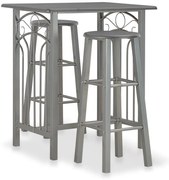 vidaXL Set mobilier de bar, 3 piese, antracit, lemn și oțel