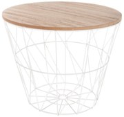 Masuta de cafea in stil modern, blat din lemn cu abajur din sarma, masa universala si moderna