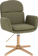 HR480CROSS Scaun Khaki Piele Ecologica Premium Soft cu Bază Aurie