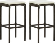 vidaXL Scaune de bar cu perne, 2 buc., maro, poliratan