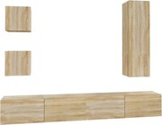 vidaXL Set dulap TV, 5 piese, stejar sonoma, lemn prelucrat