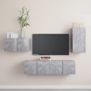 vidaXL Set de dulapuri TV, 4 piese, gri beton, lemn prelucrat
