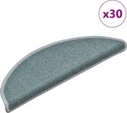 vidaXL Covorașe scări, 30 buc., 56x17x3 cm, albastru marin, semirotunde