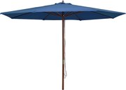 vidaXL Umbrelă de soare de exterior, stâlp din lemn, albastru, 350 cm