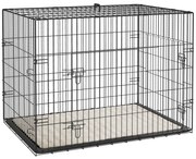 PawHut Cușcă cușcă de transport pliabilă pentru câini cu mânerie, tavă detașabilă, pernă inclusă 91 x 62 x 68 cm negru | Aosom Romania