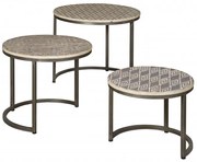 Set 3 masute de cafea patrate din metal 61x61x52 cm argintii