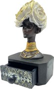 Statueta africana - Caseta bijuterii ZURI, Negru  Auriu