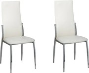 vidaXL Scaune de bucătărie, 2 buc., alb, piele ecologică