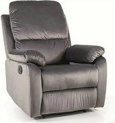 Fotoliu recliner SPENCER 1, gri/negru, stofa catifelata/metal, 80x94/1