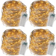 Set de 4 fire luminoase cu 40 de LED-uri, alb cald.