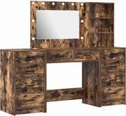 vidaXL Masă de Machiaj cu sertar 3 pcs Stejar fumuriu Lemn compozit