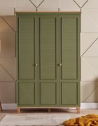 Dulap cu 3 usi pentru copii si adolescenti, 141x216x55 cm, verde Colectia Atlas