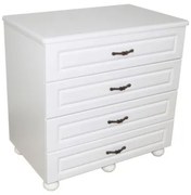 Comoda Dynasty Alb 4 sertare si blat MDF