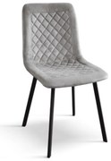 SET 4 Scaune Slim, structura metalica, catifea - GRI - CATIFEA - NEGRU - STANDARD