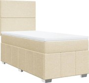 vidaXL Pat box spring cu saltea, crem, 80x200 cm, textil