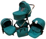 Carucior 3 in 1 cu landou, scoica si geanta, 0-36 luni, Turcoaz - CPC-11-turcoaz