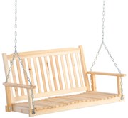 Outsunny Leagăn de Grădină pentru 2 Persoane Cușcă de Leagăn Masiv Patio Terasă Curte Lemn Natural 117 x 69 x 60 cm | Aosom Romania