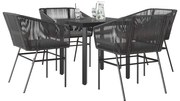 vidaXL Set de sufragerie de grădină 5 piese neagră Sticlă Poly Rattan
