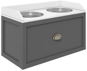 PawHut Boluri Înălțate pentru Câini din Oțel Inoxidabil și Lemn cu Sertar, 60x30x36 cm, Gri | Aosom Romania