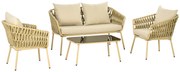 Outsunny Set de Mobilier de Gradina cu 4 Piese cu Ratan din PE | Aosom Romania