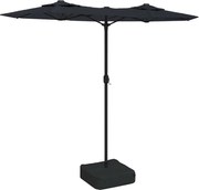 vidaXL Umbrelă de grădină cu două capete cu LED-uri, negru, 316x145 cm