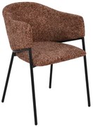 Set de 2 scaune aspect retro, Metal Negru, Chenille Maro, NOBLESSE A-47579 VC