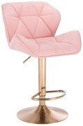 HC111W Scaun Roz Piele Ecologica cu Bază Aurie