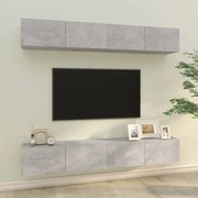 vidaXL Dulapuri TV de perete, 4 buc, gri beton, 100x30x30 cm