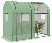 Outsunny Sera de grădină 1,8 m² dim. 1,85L x 0,9l x 1,5H m 2 Uși cu fermoar rulante 4 Ferestre rulante Oțel PE Verde | Aosom Romania