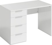 HOMCOM Birou Compact, 110x61.5x75 cm Birou Modern cu 4 Sertare, Masă pentru Computer, Cameră și Birou, Alb Lucios | Aosom Romania