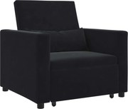 vidaXL Canapea extensibilă single Negru 90 x 165 x 87 cm Catifea
