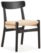 Scaune de dining negre 2 buc. din lemn de arbore de cauciuc Biel – MOME