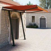 vidaXL Copertină retractabilă automat stâlpi portocaliu&amp;maro 3,5x2,5 m