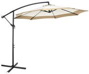 Outsunny Umbrelă de Grădină cu Braț din Oțel și Poliester, Bază în Cruce și Ventilație, Ø295x194 cm, Maro și Crem | Aosom Romania