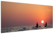 Tablou cu canoiști în apus de soare (120x50 cm)