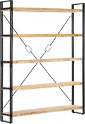 vidaXL Bibliotecă cu 5 rafturi, 140 x 30 x 180 cm, lemn masiv de mango
