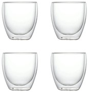 Set 4 Pahare din sticla Borosilicata cu pereti dubli, 250 ml x 4