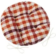 Pernă scaun matlasată rotundă Bellatex EMA Carouri terra, 40 cm