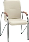 Scaun vizitator MULLER Wood2, Crem piele ecologica