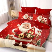 Lenjerie de pat 2 persoane, bumbac finet, 6 piese, 2 fete, Craciun SPAC2330
