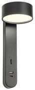 Redo 01-4643 - Aplica de perete LED SADES, 6W, 230V, CRI 90, USB, negru