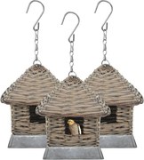 vidaXL Căsuțe de păsări, 3 buc., răchită