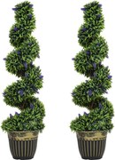 HOMCOM Set de Două Plante Artificiale Lavandă 90cm | Aosom Romania