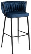 JAKS Scaun de bar Flores velvet albastru