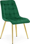Scaun de masa SPLIT VELVET cu picioare aurii, verde