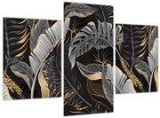 Tablou - Frunze tropicale, Galben - auriu (90x60 cm)